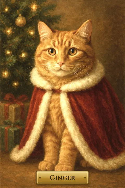 Ginger pet portrait in the Holiday Edition style