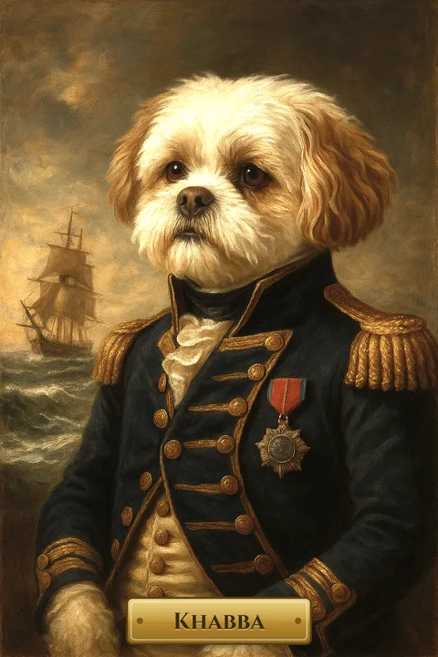Khabba pet portrait in the The Admiral style