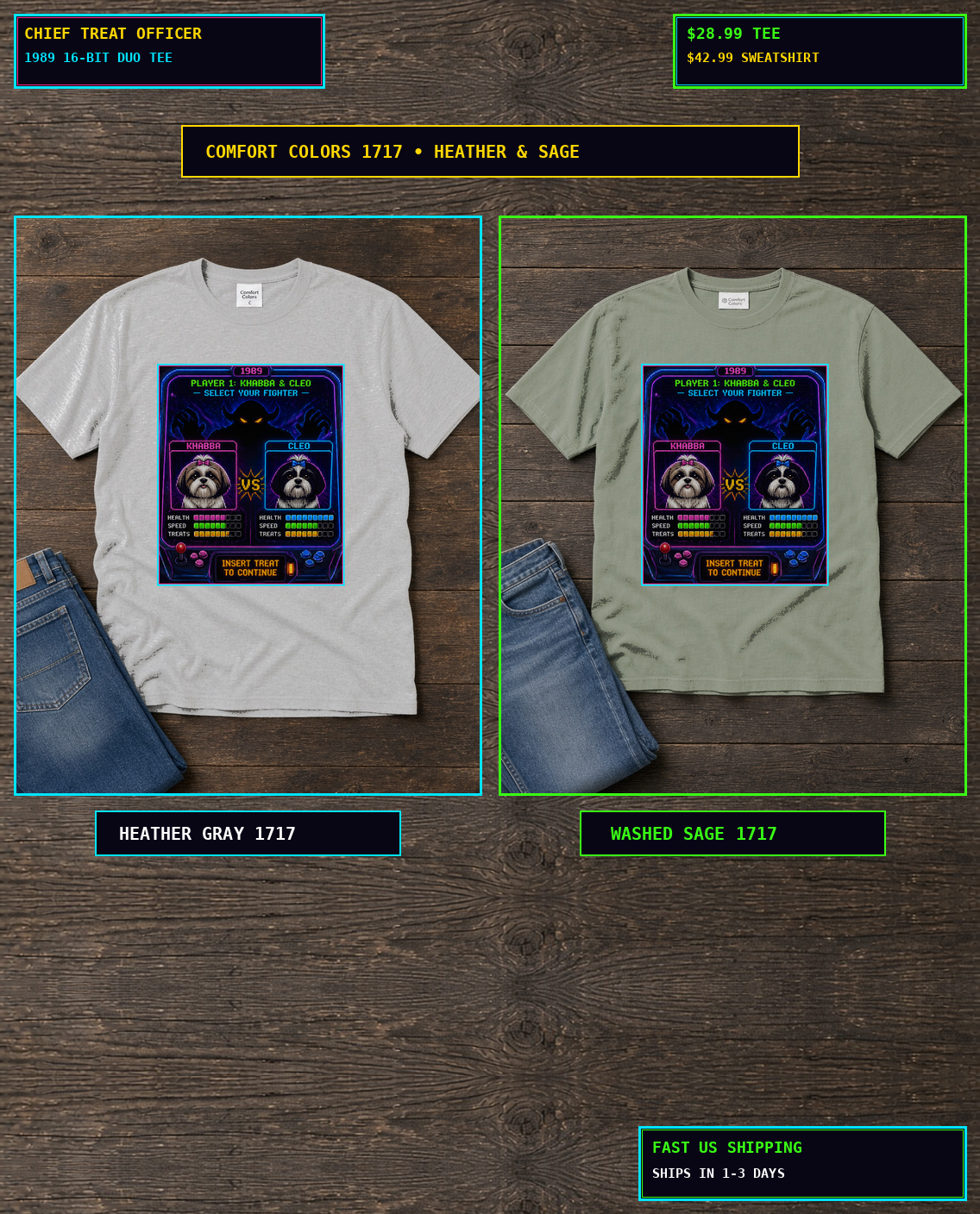 Custom Pet Portrait Chief Treat Officer 16-Bit Arcade Heavyweight Tee, Comfort Colors 1717 Custom Dog and Cat Shirt